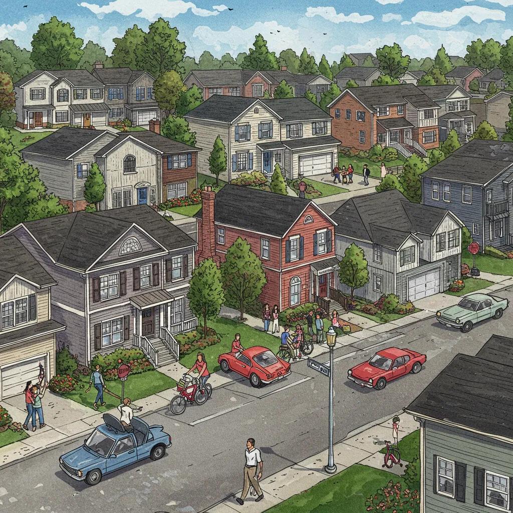 Vibrant Marietta neighborhood showcasing diverse rental properties and community life