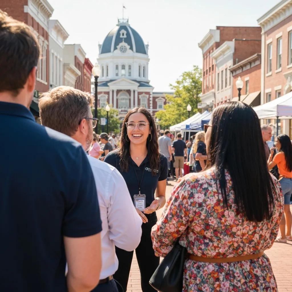 Property manager engaging with local landlords at a community event in Marietta