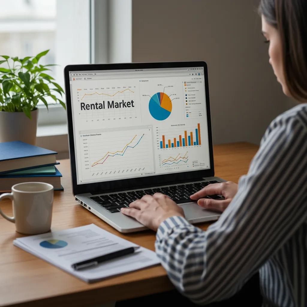 Woman analyzing rental market data for effective pricing strategies
